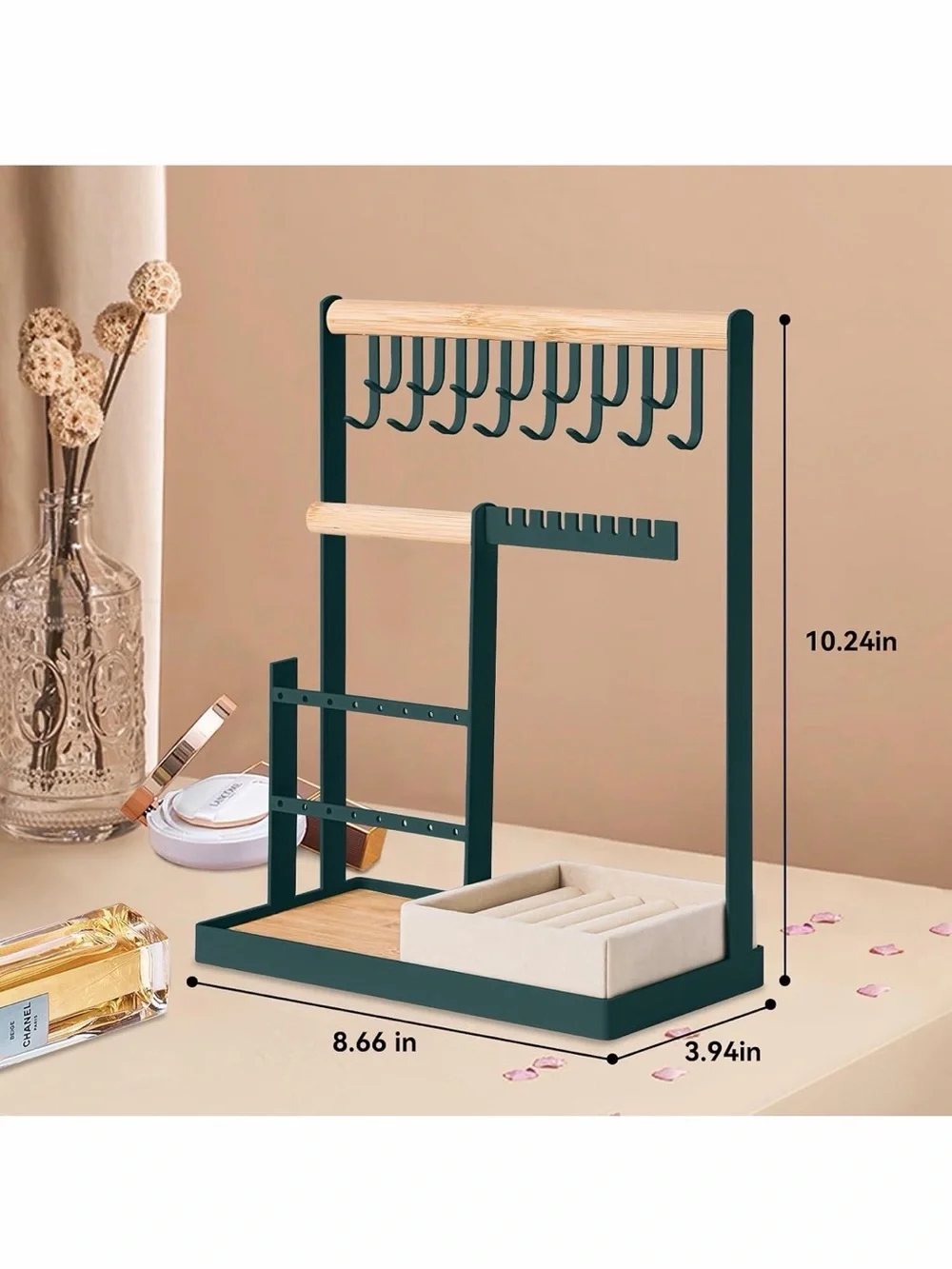 DreamGenius Green Jewelry Organizer w Velvet Ring💍Holder